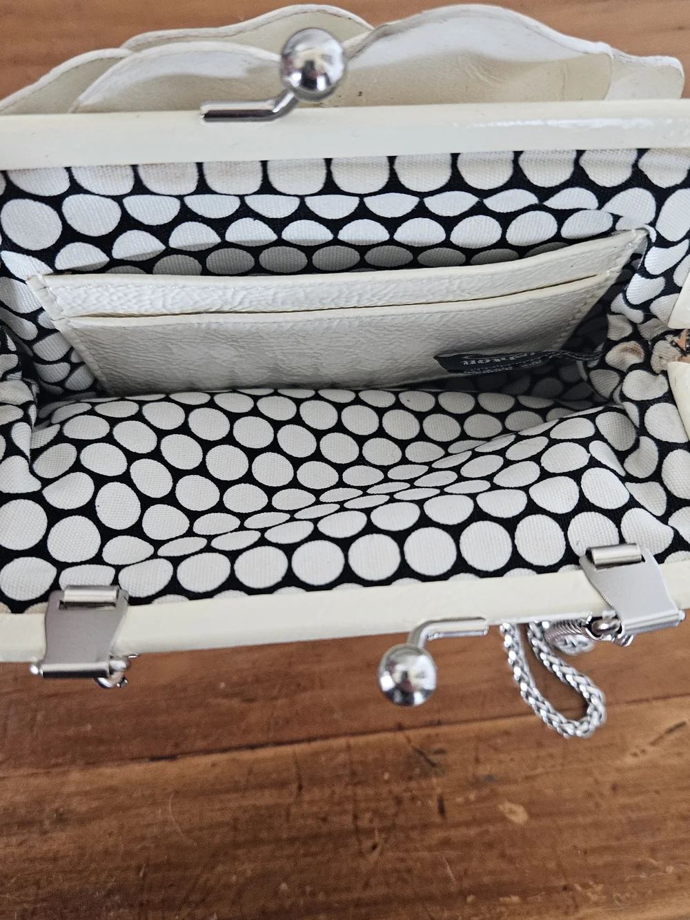 Brighton Cream Floral Leather Wristlet with Silver Chain